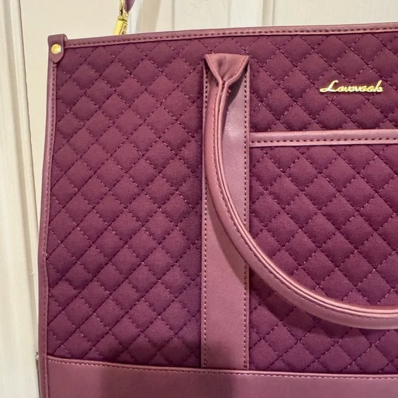 Lovevook Purple Quilted waterproof Laptop Bag with Structured Handles - Picture 4 of 16